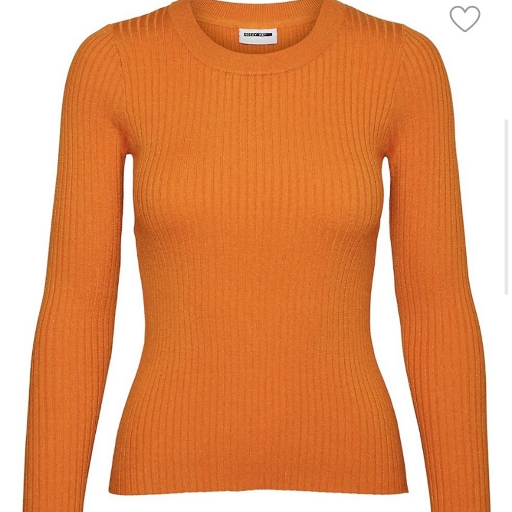 Orange Crewneck Rib Knit Sweater